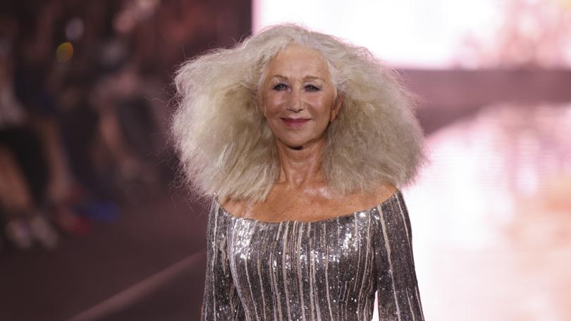 Helen Mirren wears a creation for the L'Oreal Spring/Summer 2024 womenswear fashion collection.