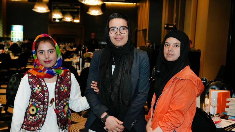 Members of the Afghanistan women’s cricket team in Sydney in November 2023. L-R:  Benafsha Hashimi, Nilab Stanikzai and Benafsha’s sister, Safia Hashimi.