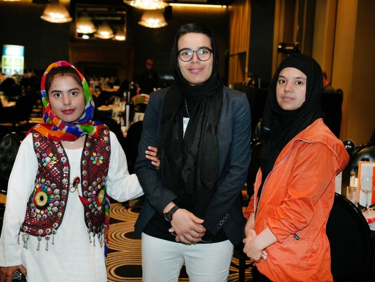 Members of the Afghanistan women’s cricket team in Sydney in November 2023. L-R:  Benafsha Hashimi, Nilab Stanikzai and Benafsha’s sister, Safia Hashimi.