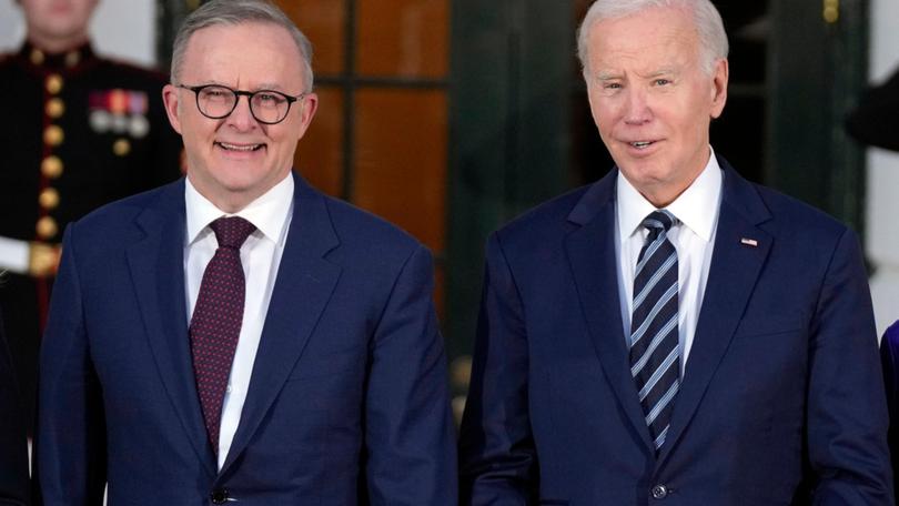 President Joe Biden and Australia's Prime Minister Anthony Albanese pose for photos at the White House Tuesday, Oct. 24, 2023. 