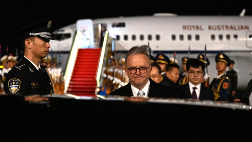 Prime Minister Anthony Albanese has arrived in Beijing after a flight from Shanghai. 