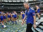 Adam Simpson, Senior Coach of the Eagles leaves the stage during the 2018 Toyota AFL Grand Final match between the West Coast Eagles and the Collingwood Magpies.