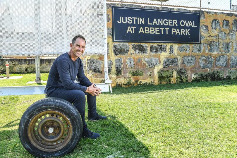SPT Justin Langer at the Scarborough Oval named in his honour. Iain Gillespie