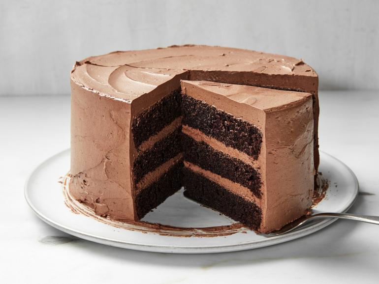 Chocolate layer cake. Claire Saffitz has cracked the code to an irresistible moist-tender cake thats not too sweet and not too dense. Food styled by Laurie Ellen Pellicano. (Joseph De Leo/The New York Times)