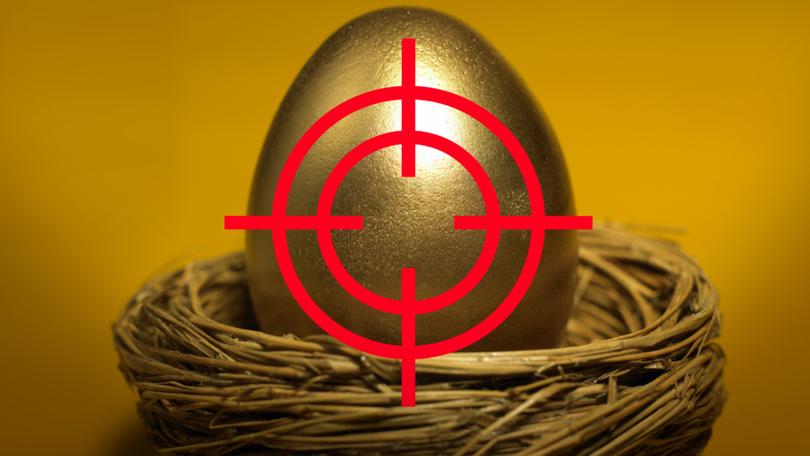 Golden nest egg with target