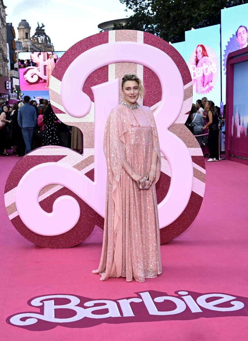 LONDON, ENGLAND - JULY 12: Greta Gerwig attends the "Barbie" European Premiere at Cineworld Leicester Square on July 12, 2023 in London, England. (Photo by Gareth Cattermole/Getty Images)