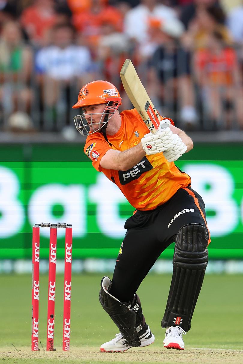 PERTH, AUSTRALIA - JANUARY 28: Ashton Turner of the Scorchers bats during the Men's Big Bash League match between the Perth Scorchers and the Sydney Sixers at Optus Stadium, on January 28, 2023, in Perth, Australia. (Photo by Paul Kane/Getty Images)