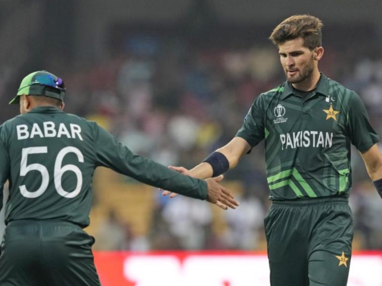 Shaheen Shah Afridi, right, will captain Pakistan against New Zealand. (AP PHOTO)
