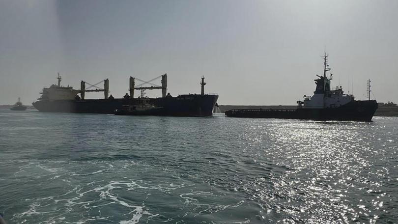 A ship being towed in the Suez Canal (file image)