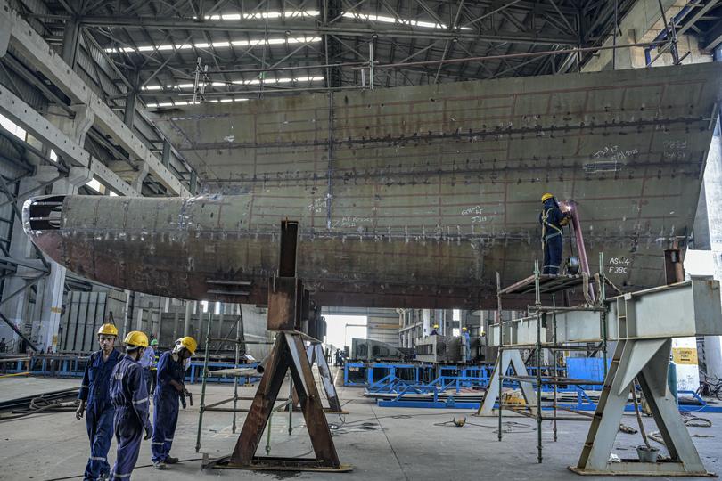 Workers at a shipyard in Tamil Nadu, near Chennai, India.