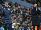 Spurs boss Ange Postecoglou (l) and Man City manager Pep Guardliola (r) will face off in the FA Cup. (EPA PHOTO)