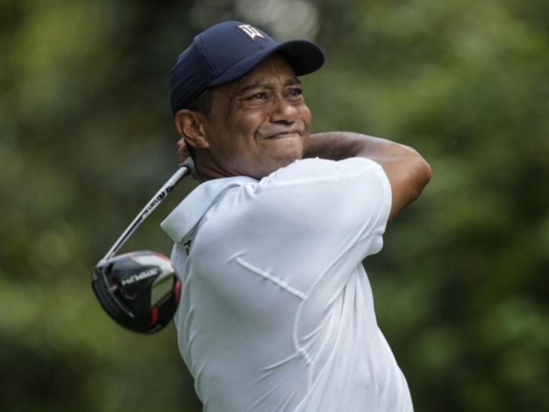 Tiger Woods drives at the 2023 Masters at Augusta.