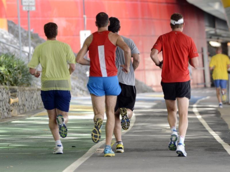 People run during lunch time in Brisbane.