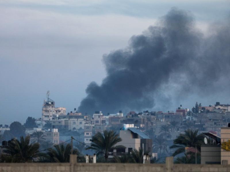 Smoke rises during Israeli military operations in the Gaza Strip