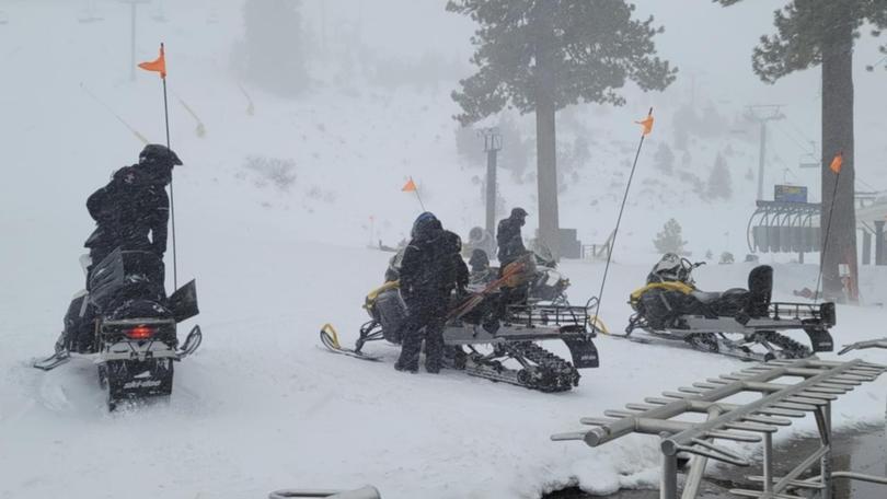 Rescuers are at the scene after an avalanche at the Palisades Tahoe ski resort in California. (AP PHOTO)