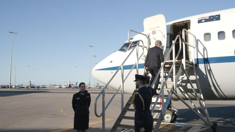 Foreign Minister Penny Wong at a press conference Monday morning before departing for Israel.