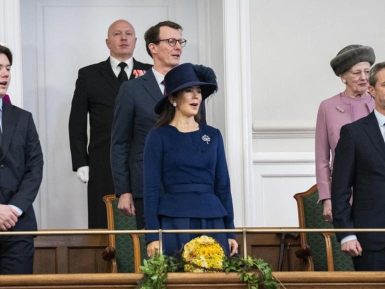 Queen Mary and King Frederick X, along with their son Prince Christian, attended Danish parliament. (AP PHOTO)