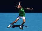 Daniil Medvedev plays a forehand in his round one match against Terence Atmane of France.