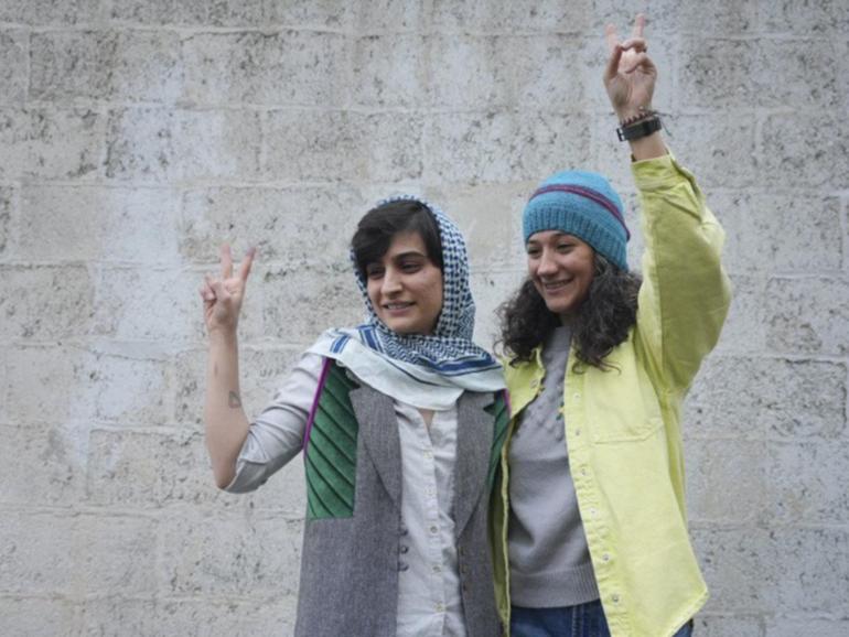 Niloufar Hamedi and Elaheh Mohammadi were released after more than 400 days in detention on bail. (AP PHOTO)
