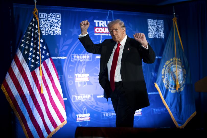 Former President Donald Trump, a Republican presidential candidate, at a campaign rally in Portsmouth, N.H.