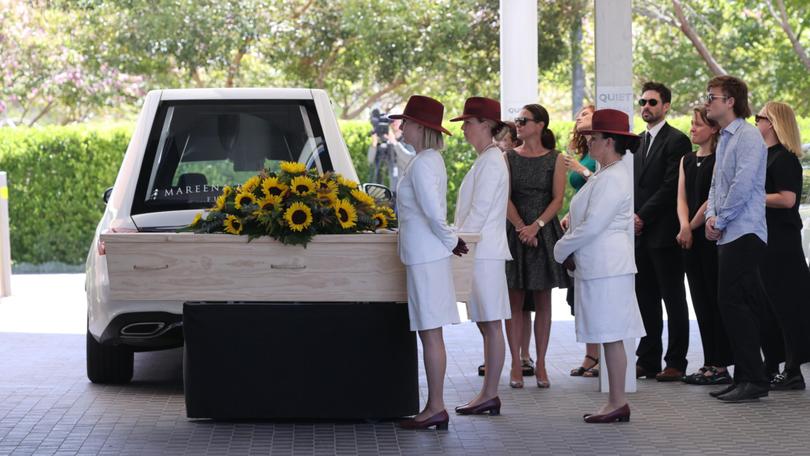 Melissa Hoskins coffin arrives at Fremantle Cemetery.