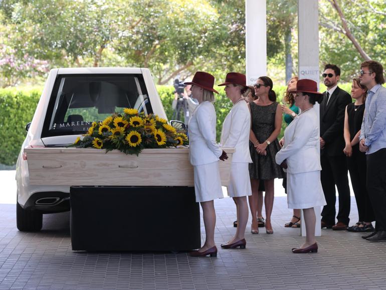 Melissa Hoskins coffin arrives at Fremantle Cemetery.