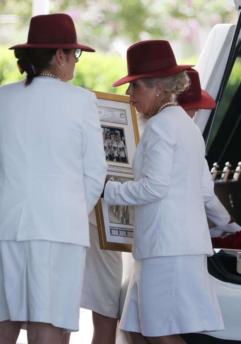 Melissa Hoskins’ coffin arrives at Fremantle Cemetery.