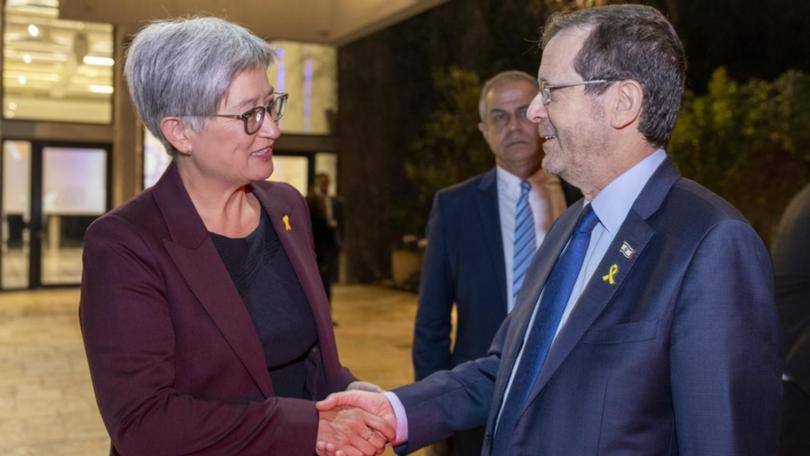 Penny Wong is in the Middle East for talks with officials including Israeli President Isaac Herzog. (HANDOUT/DEPARTMENT OF FOREIGN AFFAIRS AND TRADE)