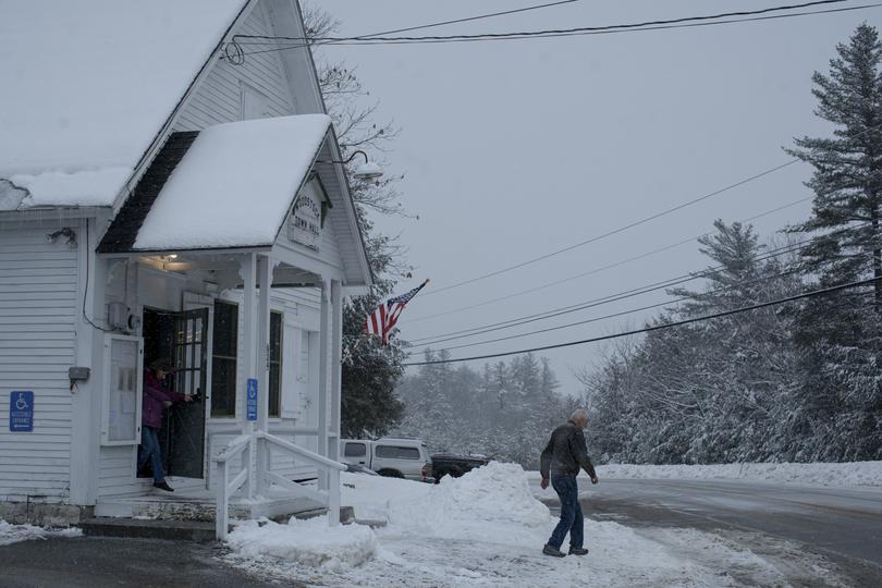 A polling site in Woodstock, New Hampshire, on February 11, 2020. (John Tully/The New York Times)