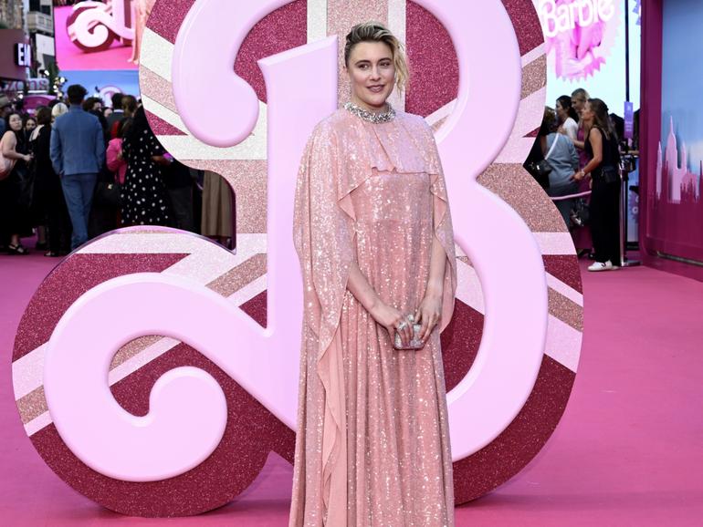 Director Greta Gerwig attends the "Barbie" European Premiere at Cineworld Leicester Square  in London, England. (Photo by Gareth Cattermole/Getty Images)