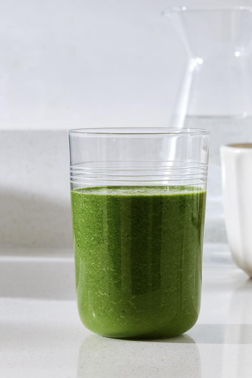 A protein smoothie with greens, fruit and Greek yogurt.