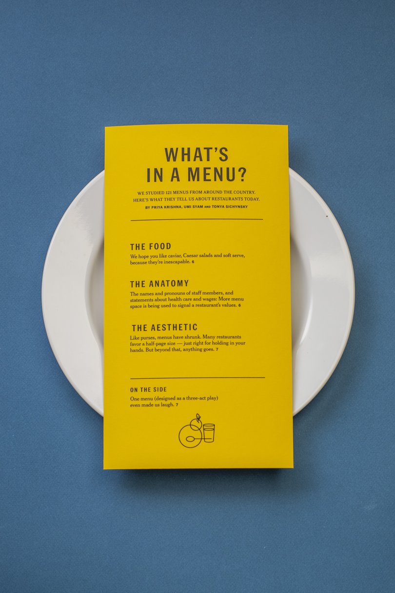 The New York Times gathered 121 menus from restaurants all over the country. Together, they offer a glimpse into the tastes and values of today.