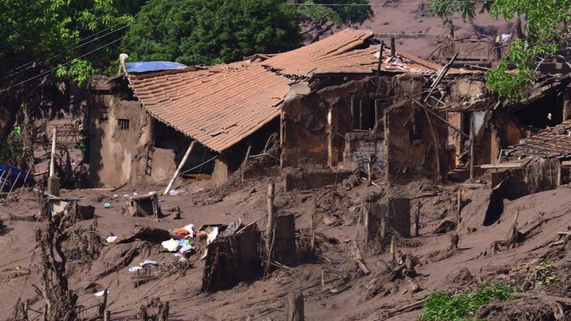 Damages after a dam burst in the village of Bento Rodrigues on November 06, 2015 in Mariana, Brazil. 