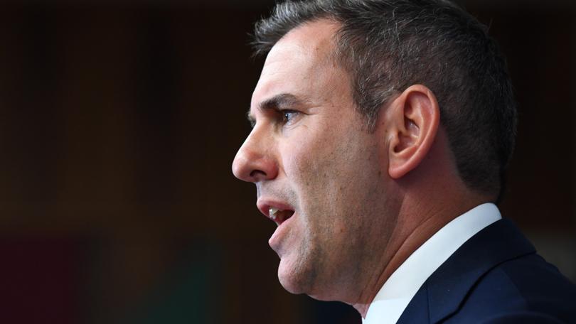 Federal Treasurer Jim Chalmers speaks to media during a press conference at the Commonwealth Parliamentary Offices in Brisbane, Monday, January 8, 2024.
(AAP Image/Jono Searle) NO ARCHIVING