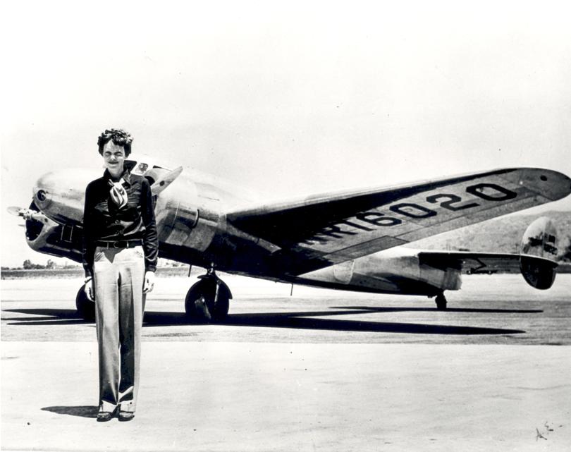 Puzzle: Amelia Earhart with the Lockheed Electra in which she went missing in 1937. Picture courtesy of NASA