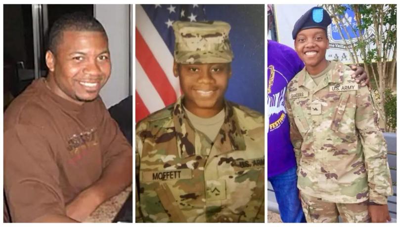 ** PLEASE NOTE - to be used in New York Times articles only ** Sgt. William Jerome Rivers, 46, of Carrollton, Ga., from left, Spec. Breonna Alexsondria Moffett, 23, of Savannah, Ga., and Spec. Kennedy Ladon Sanders, 24, in photographs released by the U.S. Army Reserve Command on Monday.