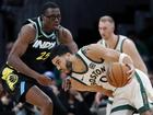 Boston Celtics forward Jayson Tatum (0) drives against Indiana Pacers' Jalen Smith (25) during the second half of an NBA basketball game, Tuesday, Jan. 30, 2024, in Boston. (AP Photo/Michael Dwyer)