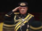 The incoming 17th King of Malaysia, the Sultan of Johor, Sultan Ibrahim Iskandar, salutes the guard of honor at National Palace in Kuala Lumpur, Malaysia, Wednesday, Jan. 31, 2024. Sultan Ibrahim, the powerful billionaire ruler of southern Johor state, was sworn-in Wednesday as Malaysia’s new king. (Hasnoor Hussain/Pool Photo via AP)