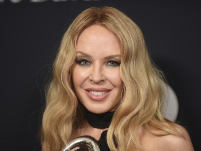 Kylie Minogue has collected a Grammy for best pop dance recording for Padam Padam. (AP PHOTO)