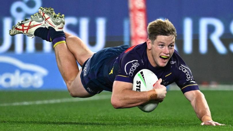 Hooker Harry Grant will captain Melbourne for the 2024 NRL season. (Joel Carrett/AAP PHOTOS)