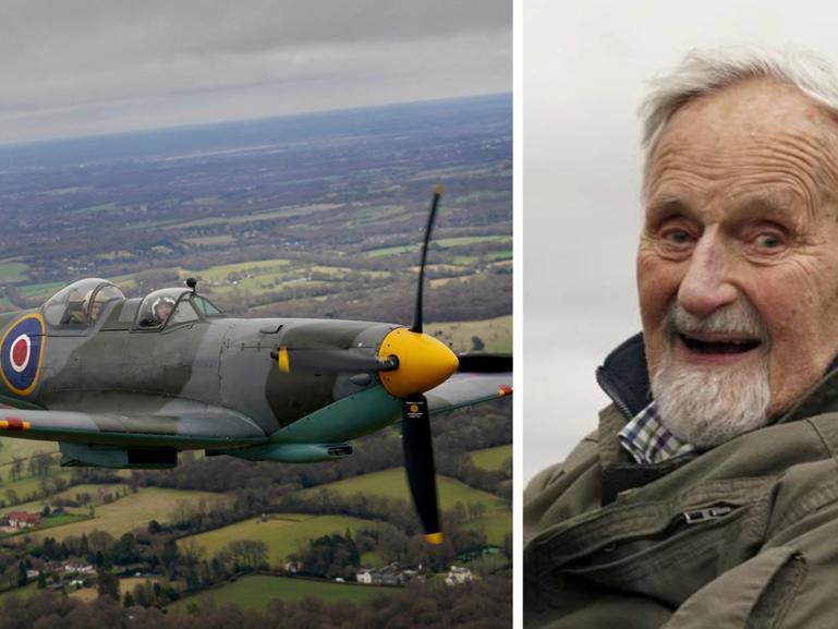 Jack Hemmings, 102, has flown a Spitfire for the first time to raise money for charity.