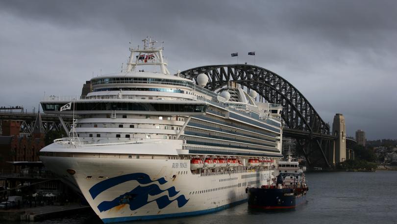 The Ruby Princess docks at Sydney in February 2020. 