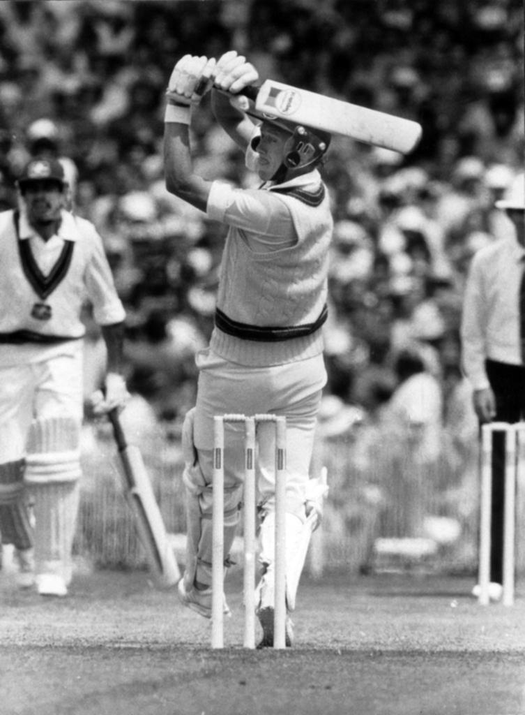 Australian batsman Kim Hughes in action in the Boxing Day Test, 1981.
