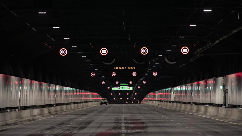 A general view of the new Westconnex tunnels that connect the M4 and M8 motorways in Sydney, Sunday, December 18, 2022. (AAP Image/Flavio Brancaleone) NO ARCHIVING