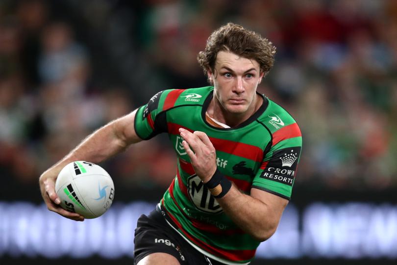 SYDNEY, AUSTRALIA - SEPTEMBER 17: Campbell Graham of the Rabbitohs /rbduring the NRL Semi Final match between the Cronulla Sharks and the South Sydney Rabbitohs at Allianz Stadium on September 17, 2022 in Sydney, Australia. (Photo by Jason McCawley/Getty Images)