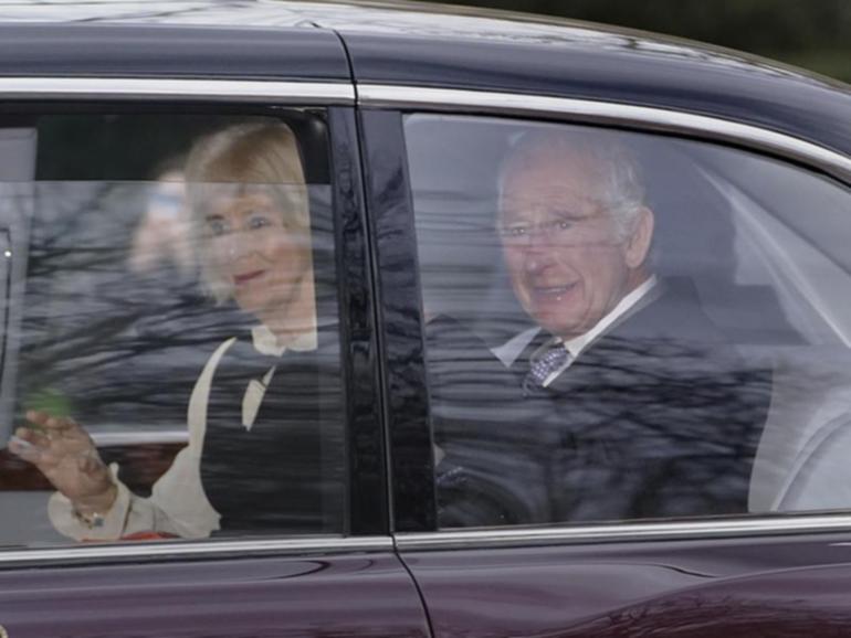 King Charles and Queen Camilla were driven away from their London residence after the King’s shock announcement.