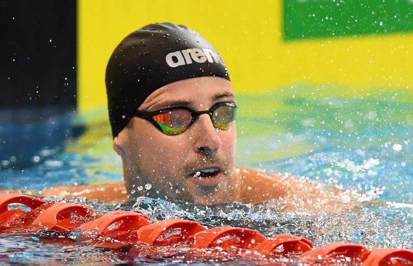 ADELAIDE, AUSTRALIA - APRIL 12:  James Magnussen of Australia catches his breath after competing in the Men's 50 Metre Freestyle during day six of the 2016 Australian Swimming Championships at the South Australian Aquatic & Leisure Centre on April 12, 2016 in Adelaide, Australia.  (Photo by Quinn Rooney/Getty Images)