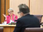 Australian Greens Senator Barbara Pocock reacts to PwC Australia CEO Kevin Burrowes during the Inquiry.