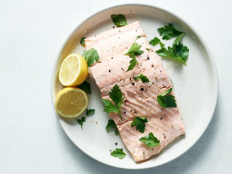 Microwave salmon. This perfectly seasoned salmon cooks quickly and can be enjoyed on its own or used in salads, grain bowls or other dishes. 