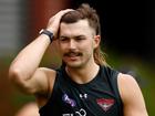 MELBOURNE, AUSTRALIA - JANUARY 22: Sam Draper of the Bombers looks on during the Essendon Bombers training session at the NEC Hangar on January 22, 2024 in Melbourne, Australia. (Photo by Michael Willson/AFL Photos via Getty Images)